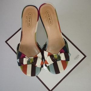 COACH Lorah striped wedges size 7